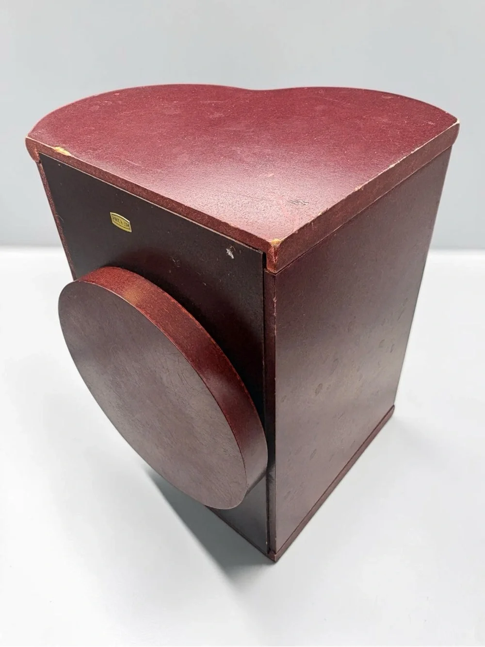 Vintage Cherry Colored Wood Rotating Desk Organizer Napkin Letter Holder 7x6.5”
